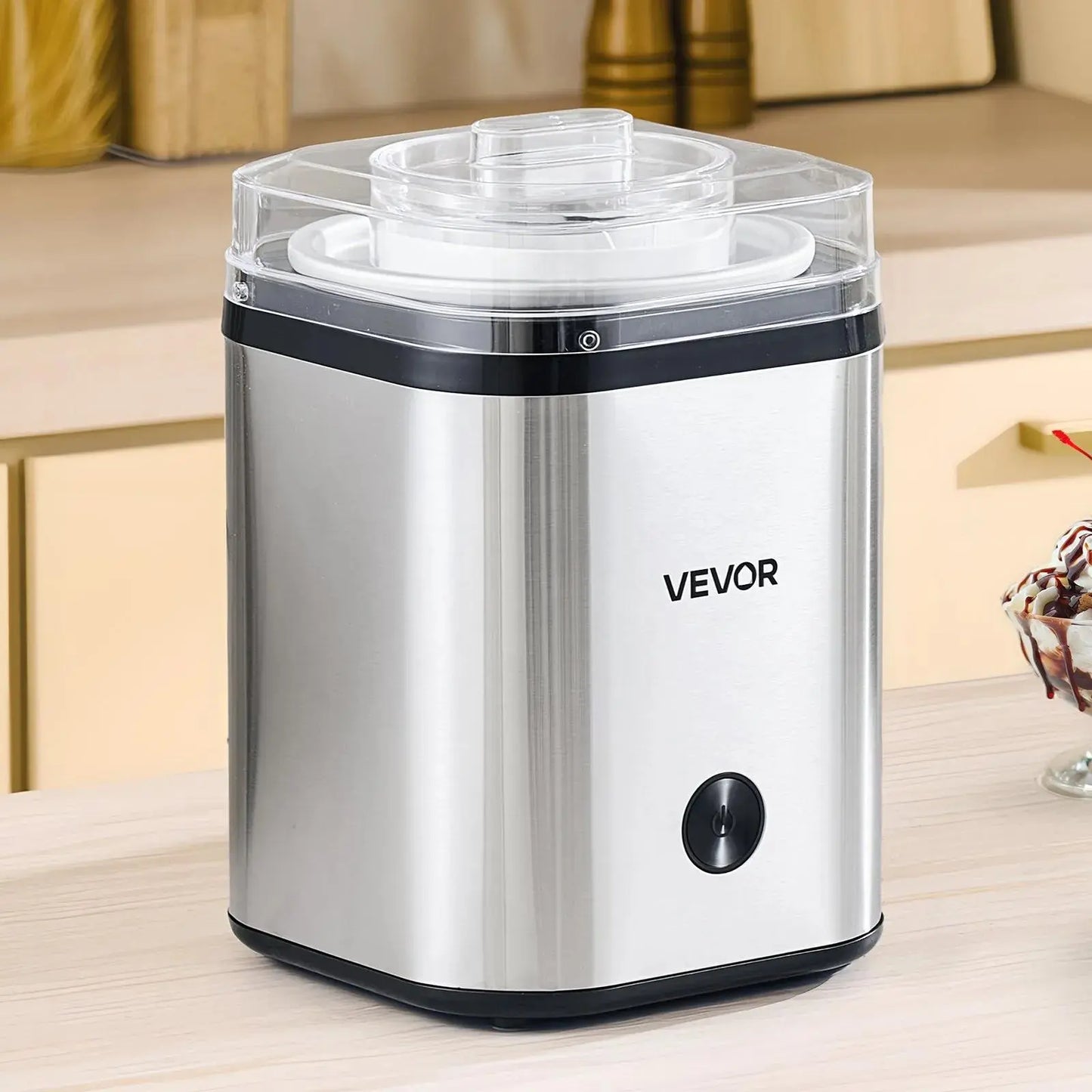 【Summerfinds】Vevor Ice Cream Maker, 2.11 Qt. Large Capacity, Electric Automatic Ice-Cream Machine, with Easy Operation & Cleaning, Stainless Steel Shell, for Homemade Frozen Yogurt, Fruit Sorbet, Gelato, Silver