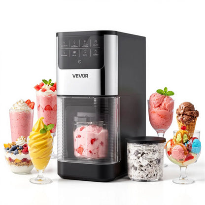 【Summerfinds】Vevor Ice Cream Maker, 2.11 Qt. Large Capacity, Electric Automatic Ice-Cream Machine, with Easy Operation & Cleaning, Stainless Steel Shell, for Homemade Frozen Yogurt, Fruit Sorbet, Gelato, Silver