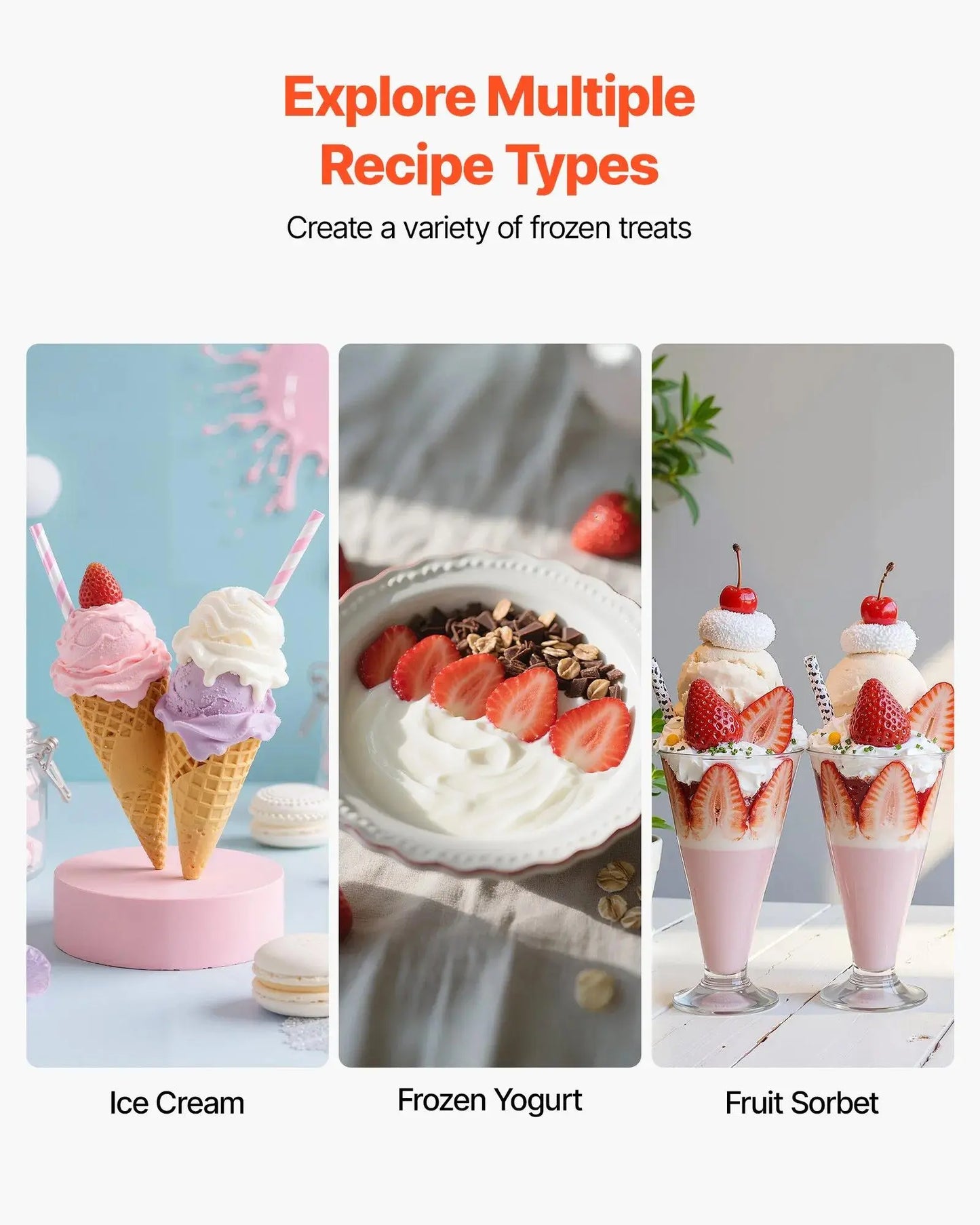 【Summerfinds】Vevor Ice Cream Maker, 2.11 Qt. Large Capacity, Electric Automatic Ice-Cream Machine, with Easy Operation & Cleaning, Stainless Steel Shell, for Homemade Frozen Yogurt, Fruit Sorbet, Gelato, Silver