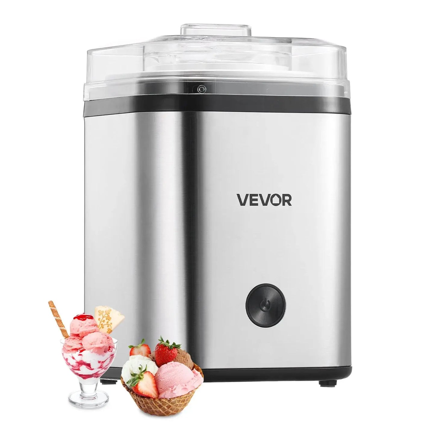 【Summerfinds】Vevor Ice Cream Maker, 2.11 Qt. Large Capacity, Electric Automatic Ice-Cream Machine, with Easy Operation & Cleaning, Stainless Steel Shell, for Homemade Frozen Yogurt, Fruit Sorbet, Gelato, Silver