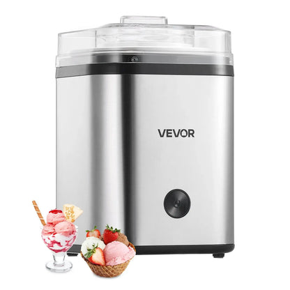 【Summerfinds】Vevor Ice Cream Maker, 2.11 Qt. Large Capacity, Electric Automatic Ice-Cream Machine, with Easy Operation & Cleaning, Stainless Steel Shell, for Homemade Frozen Yogurt, Fruit Sorbet, Gelato, Silver