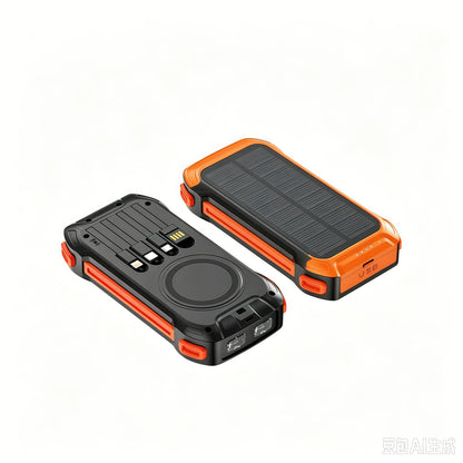 36000mAh Solar Portable Charger with 22.5W High-Speed Charging, Wireless Power Bank, QC3.0 Fast Charging, USB-C and Four Ports, Dual LED Flashlight, Outdoor Emergency Battery Pack