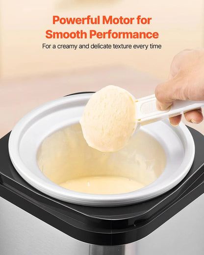【Summerfinds】Vevor Ice Cream Maker, 2.11 Qt. Large Capacity, Electric Automatic Ice-Cream Machine, with Easy Operation & Cleaning, Stainless Steel Shell, for Homemade Frozen Yogurt, Fruit Sorbet, Gelato, Silver