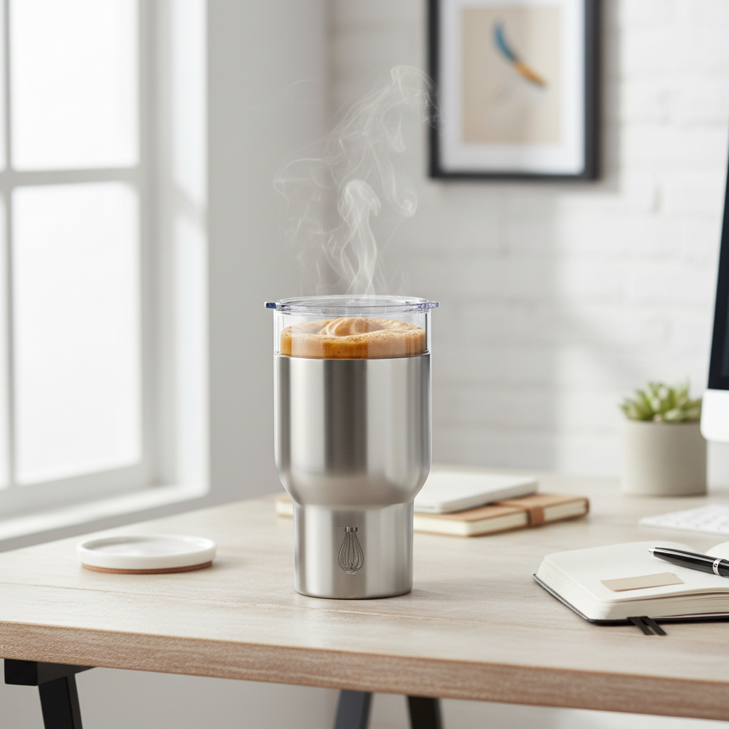 Automatic Self-Stirring Mug lifestyle photo on office desk